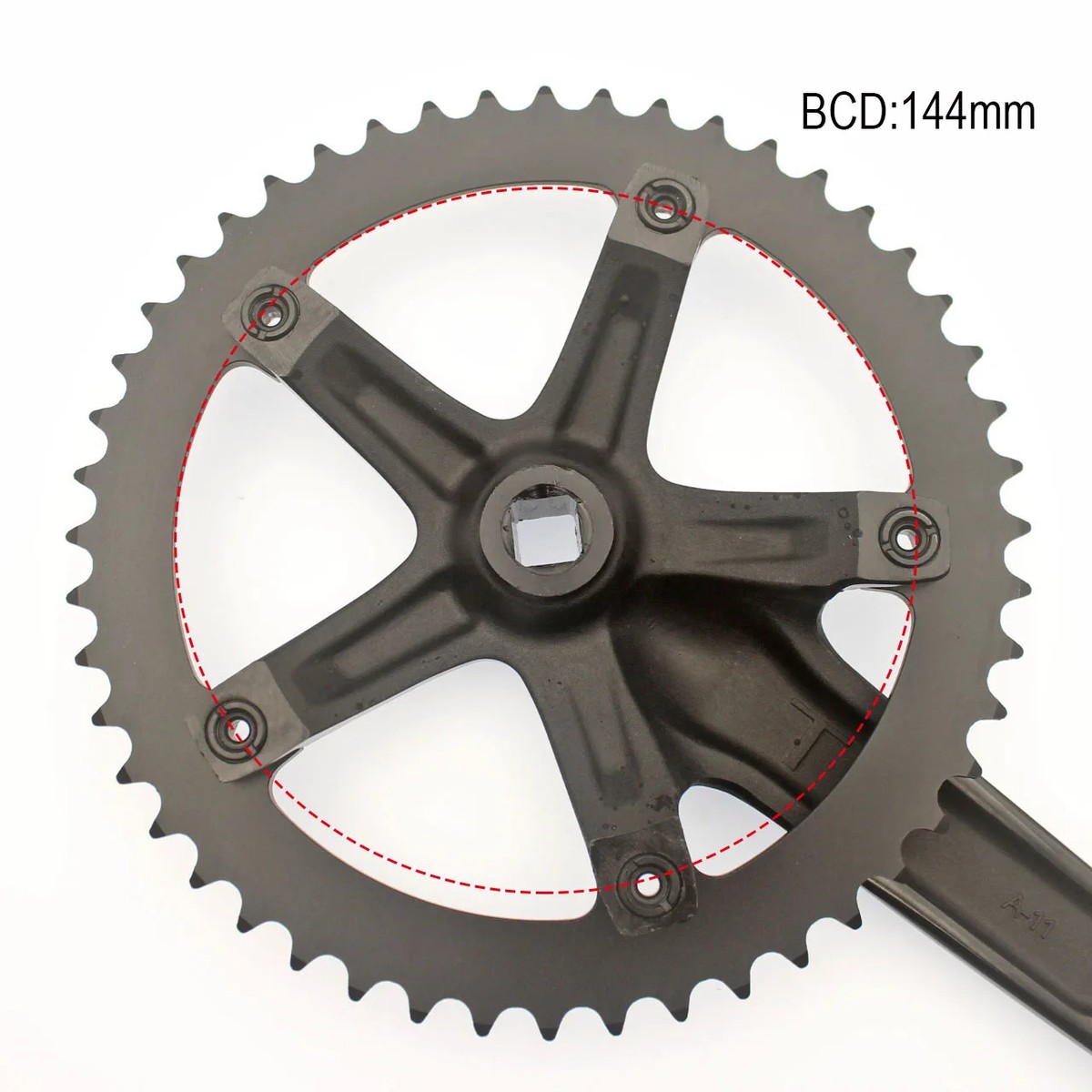 Guarnitura Mono Velocità 48 Denti 165mm BCD144 Per Bici Da Corsa E Fixed Gear
