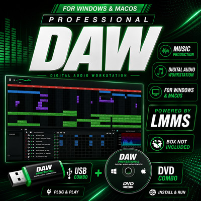 2026 LMMS DAW Music Production Studio USB/DVD Windows Mac Beat Maker MIDI VST