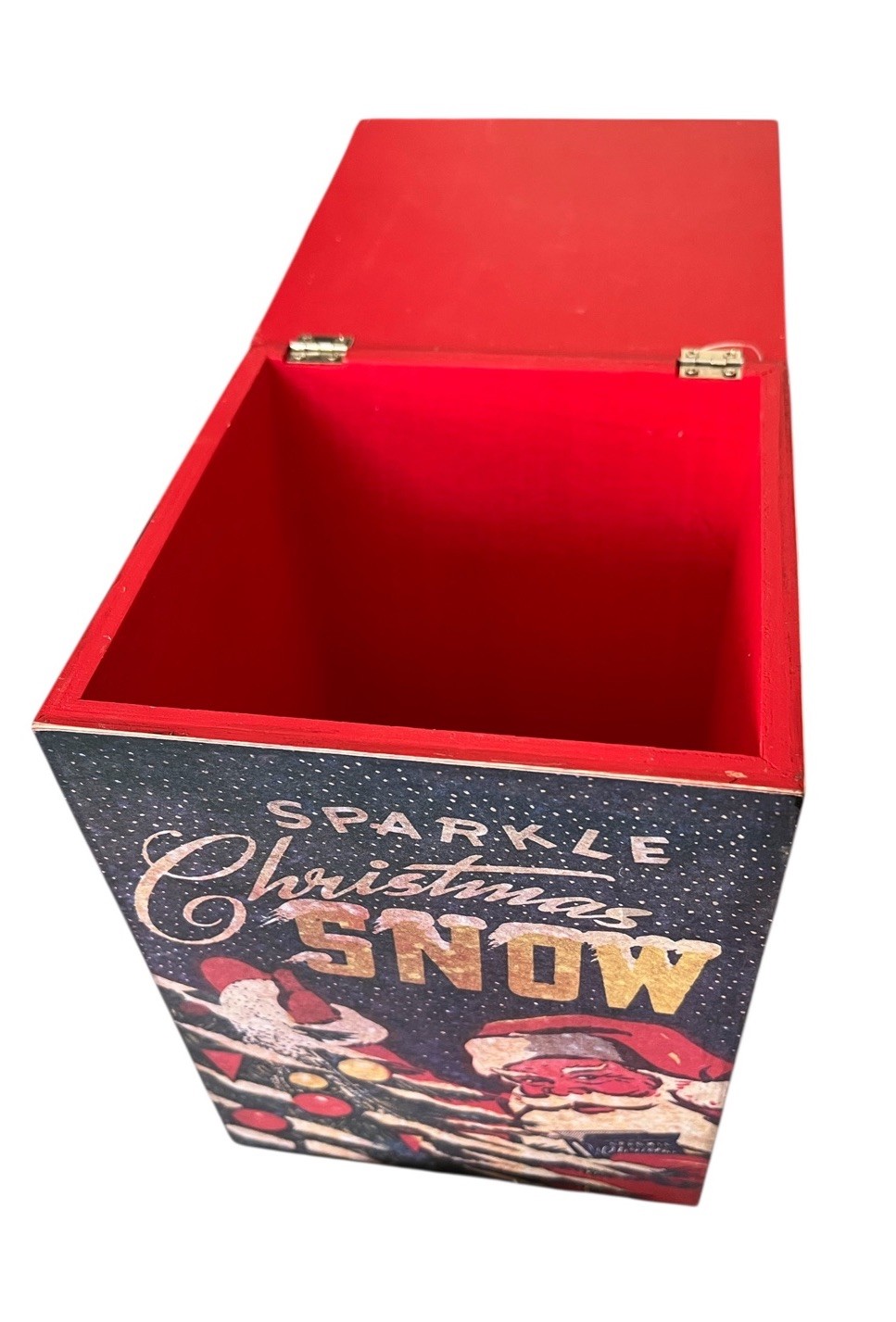 NEW RETRO WOODEN 8” GIFT BOX EMPTY  CHRISTMAS SNOW BY DOUBL-GLO FAST SHIP