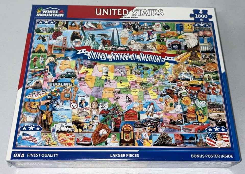 Rompecabezas White Mountain Estados Unidos de América 1000 piezas más grandes 24 x 30 Foto 3 de 4