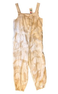 NWT DKNY Pure L 100% Linen Romper Overalls Tank Jumpsuit Lagenlook Ivory Beige