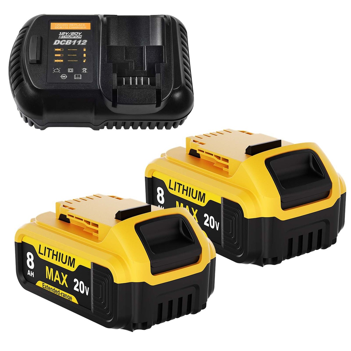 2-Pack Stormaximu 20V MAX XR 6.0/8.0Ah Li-Ion Batteries – Works With DeWalt DCB204, DCB205 & More-579260