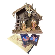 Vintage Fontanini Nativity Scene Italy Manger Set Christmas Holiday Decor w Box