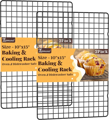 Cooling Racks for Cooking and Baking - 2 PCS 10'' X 15'' Grid Wire Baking Rack for