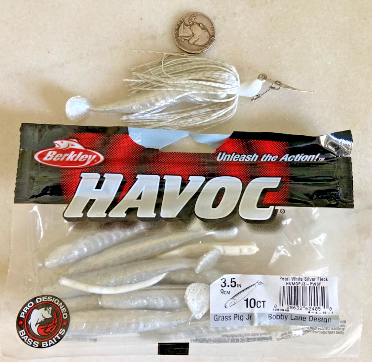 NEW LOT Berkley havoc PEARL GRASS PIG Soft Swimbaits 9 CT WHITE