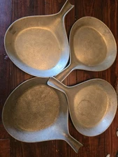 Vintage Pewter Bon Chef serving Skillets Craft American 4 Pc Set Grill Camp 