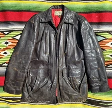 1950s Sears Hercules Lined Horsehide Brown Leather Jacket - Talon Pulls - Patina