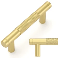 Amerdeco 10 Pack Brushed Gold Cabinet Pulls 3 Inch(76mm) Hole Center Drawer P...