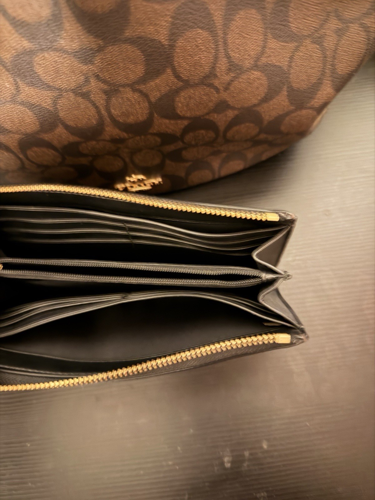 Dark Brown Patterned Coach Shoulder+Crossbody Bag… - image 6