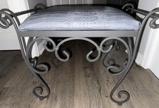 Hollywood Regency Vintage Wrought Iron Bench Bedroom Hallway Antique