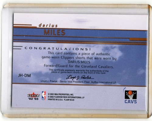 2002-03 Flair Jersey Heights #JHDM Darius Miles - Picture 2 of 2