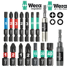 Wera Impaktor Diamond Impact Driver Rated Screwdriver Bits, Pozi Phillips Hex Tx