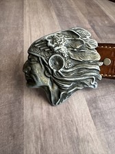 Vintage Brass Native American Indian Head Chief Belt Buckle With belt Size 36