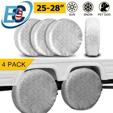 4PCS 25-28" Waterproof Tire Covers Wheel & Type RV Trailer Camper Sun Protector