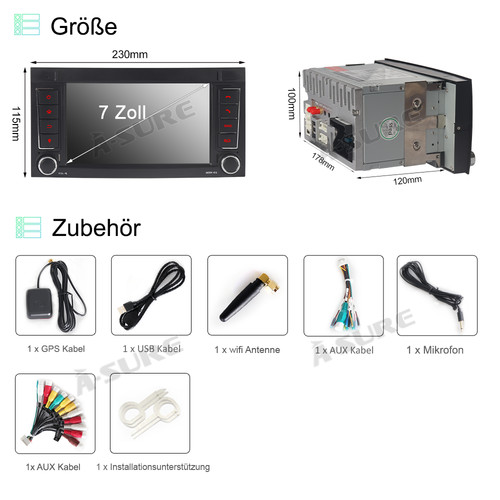 2+32GB 7" Autoradio Navi WIFI für VW Passat B5 Golf MK4 Polo MK3 MK4 Seat Skoda - Bild 10 von 12