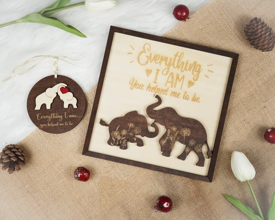 Quadro de madeira presente para mãe, peça de placa de madeira gravada, presente de dia das mães - Imagem 4 de 4