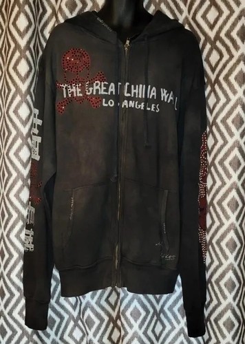 The Great China Wall Los Angeles Swarovski Emblemished "BROTHERS" Hoodie Sz XXL