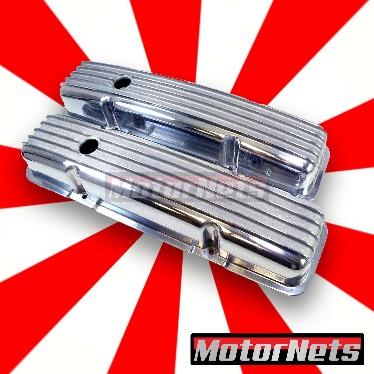 Small Block Chevy Nostalgic Fin Polish Aluminum Valve Covers Short SBC Retro Rod eBay