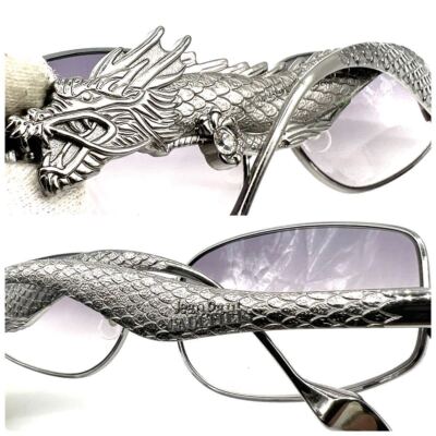 Jean Paul GAULTIER Vintage Silver Dragon Sunglaasses w/ Hard