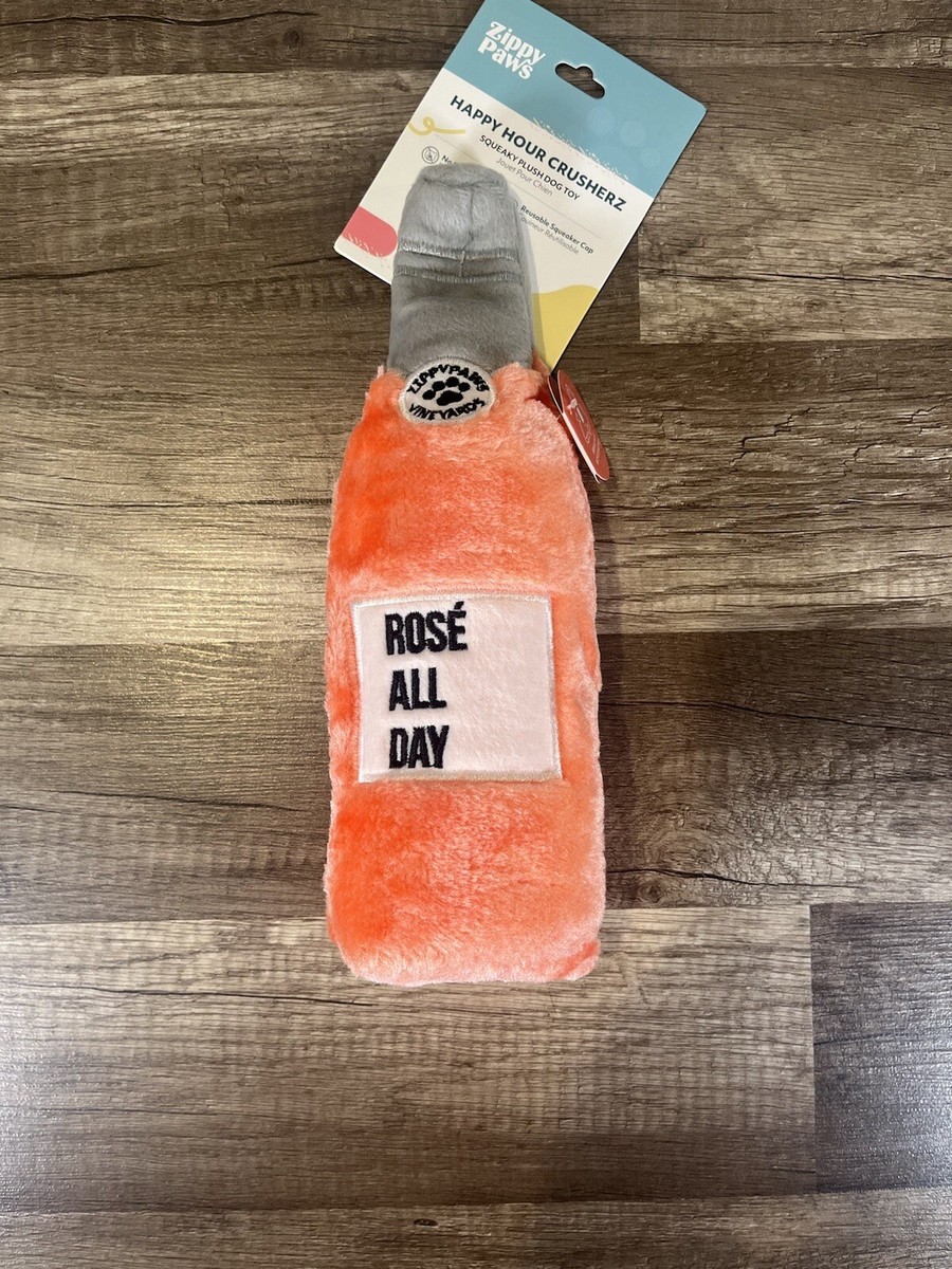 Zippy Paws Happy Hour Crusherz Vineyards Rose All Day Squeaky Plush Dog Toy
