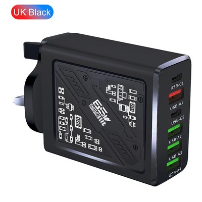 65W 6-Ports USB-Typ-C-Telefon-Ladegerät 4USB PD Fast Lading Trip Travel Power 