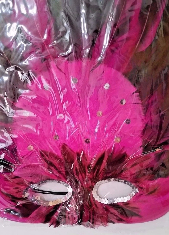 Mardi Gras High Tops 1 Pink and 1 Blue Masks With sequins New Halloween - Image 4 of 4