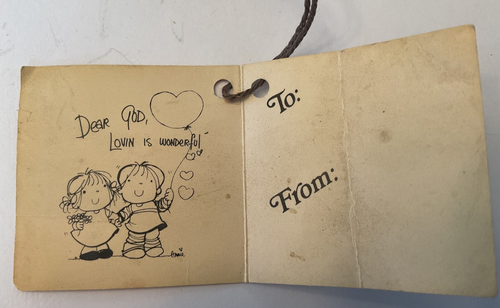 "Figura de peltre Spoontiques 1983 niñas niño etiquetas Dear God Lovin is Wonderful 1,25""" - Imagen 4 de 12