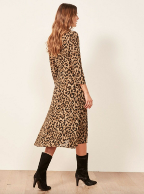 REFORMATION ALMA LEOPARD ANIMAL PRINT BUTTON FRONT CREPE MIDI- DRESS sz 2 |  eBay