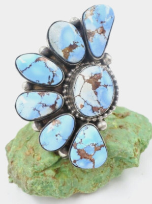 Navajo Native American Handmade Golden Hills Turquoise Adj. Ring P