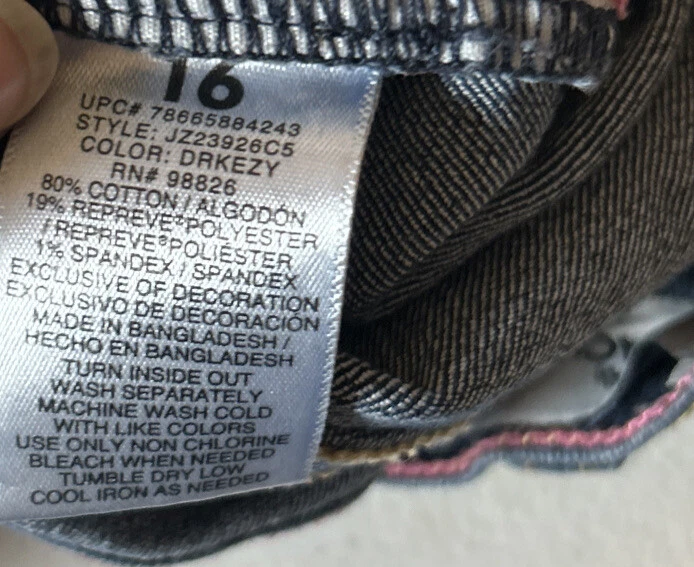 Pantalones Cortos Jordache Talla 16 Niñas Bordados Denim Rosa Flamenco Piña Foto 4 de 4