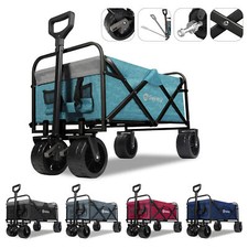 200KG Klappbar Bollerwagen Faltbar Handwagen mit Bremsen Breite Räder Camping