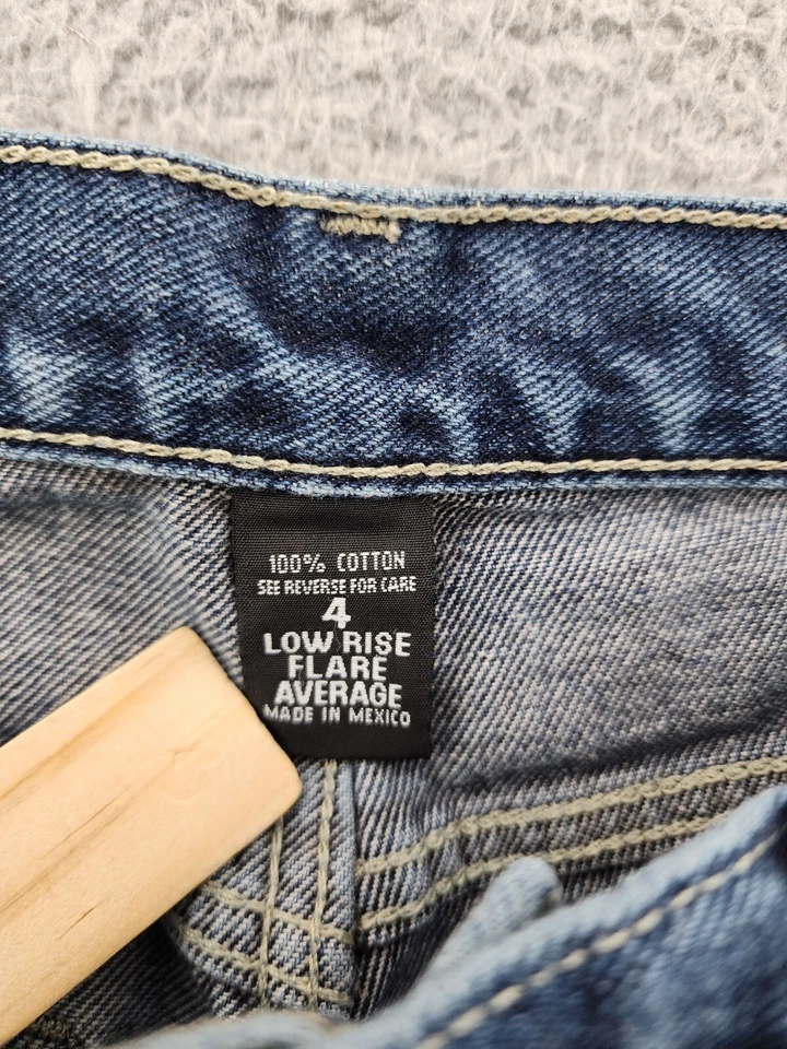 Pantalones de mezclilla New York para mujer 4 azules acampanados cintura baja todo algodón 27X29 Foto 3 de 4