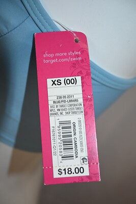 Xhilaration blue bikini top NWT size XS(00) nylon, spandex