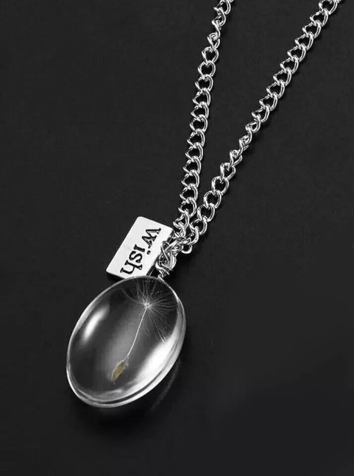 ネックレス・ペンダント Oval Seed Pendant Necklace Dandelion Seed MAKE A WISH Oval Necklace Silver Chain