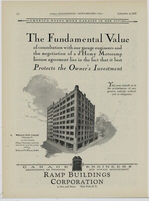 1928 Ramp Buildings Ad: William Penn Garage Pic - Pittsburgh, Pennsylvania