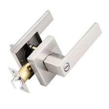 Interior Brushed Nickel Door Handle Heavy Duty Flat Square Privacy Door Handl...