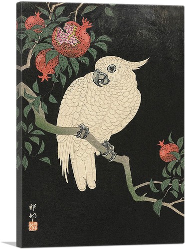 ARTCANVAS Cockatoo and Pomegranate Canvas Art Print by Ohara Koson - Picture 12 of 13