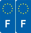 2x stickers F LEFT sticker style car license plate FRANCE