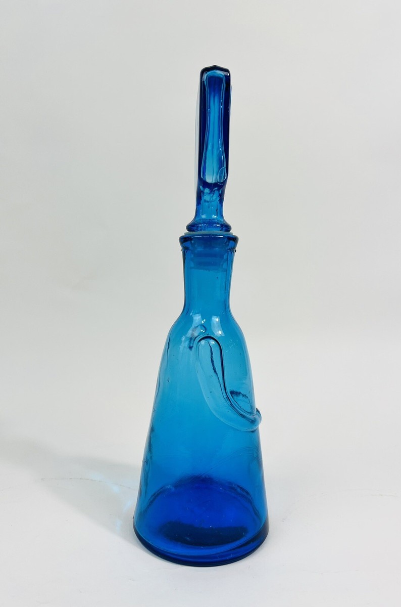 Vintage Eric Hoglund Kosta Boda Sweden Male Decanter Blue Glass W