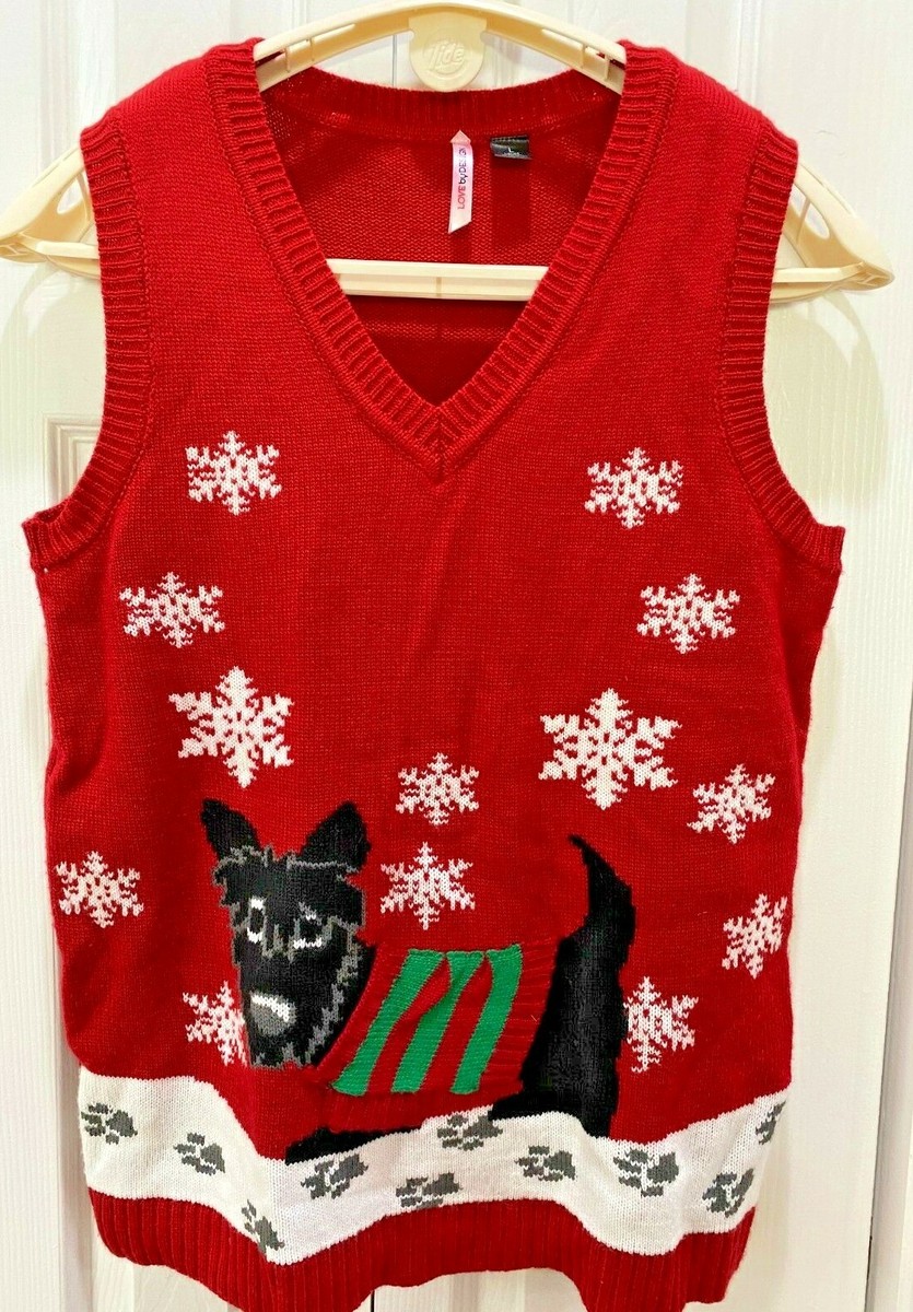 Love by Design cute ugly Christmas sweater vest - Scottie dog