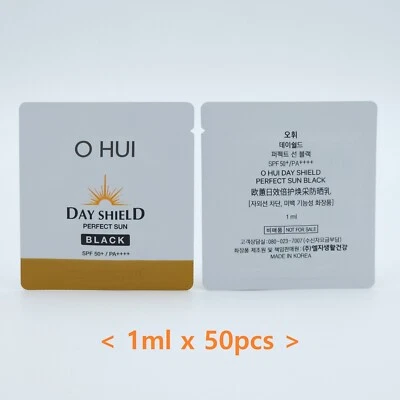 O Hui Day Shield Perfect Sun Black 1ml x 50pcs SPF 50+ PA++++ Sun Cream K-Beauty