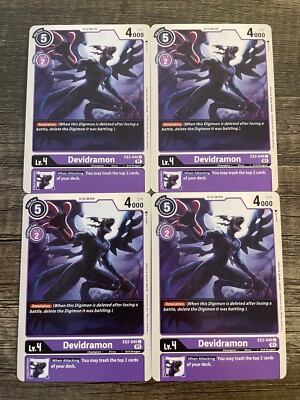 x4 Devidramon EX2-040 C Playset Digimon TCG Digital Hazard
