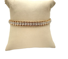 Pulsera de plata de ley en tono dorado con cristales de diamantes de imitación