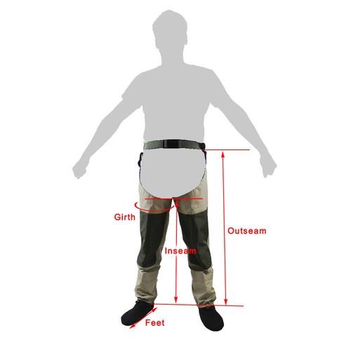 Fly Fishing Waders Stocking foot Hip Breathable Thigh Waterproof Leg Pants Wader - Picture 4 of 16