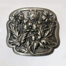 Vintage Botanical Belt Buckle Floral Bergamot Brass Works Pewter Witchy Boho