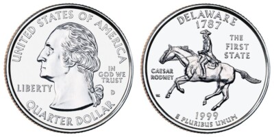 1999 D Delaware (DE) States and Territories Quarter - 50 State Quarters