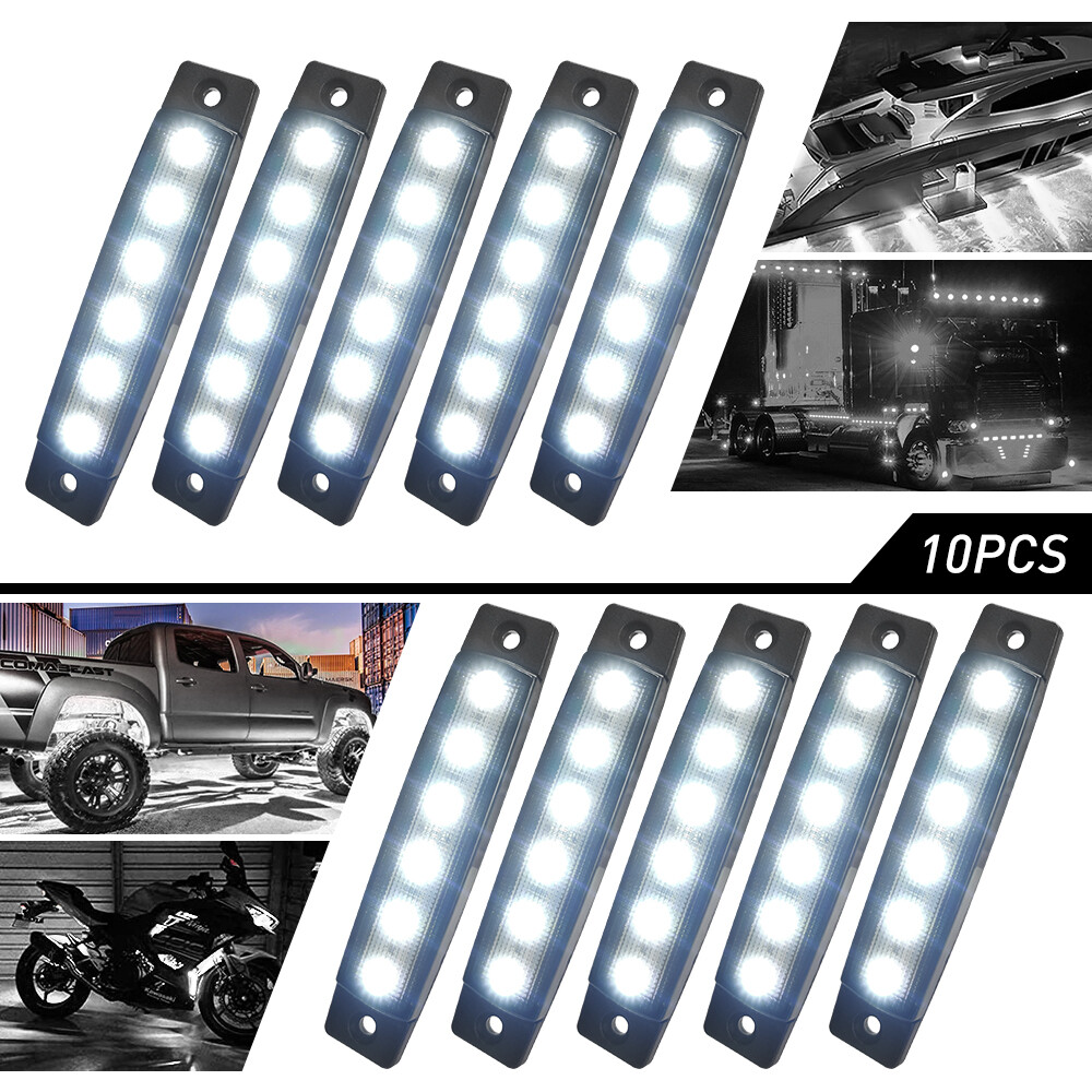 White 10* Underbody LED Rock Strip Light 12V for ATV Jeep Truck Underglow Smoked