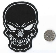 Grinning Black Skull Iron On Sew On Embroidered Patch 3 "x 4 2.5 "