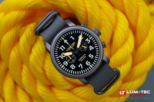 Lum-Tec Combat B64 Chronograph watch, 2-year warranty, USA Made, 2 straps, 43mm