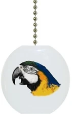 Macaw Head Parrot Bird Solid CERAMIC Ceiling Fan Light Lamp Pull